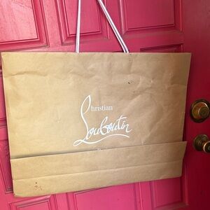 Christian Louboutin Brown Paper Shopping Bag with White Logo